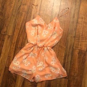 Peach floral romper